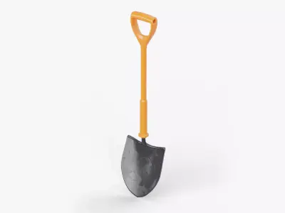 Round Mouth Shovel Ground Works Instrument Low-poly 3D model