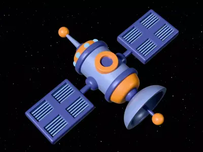 Stylized cartoon satellite Low-poly 3D model