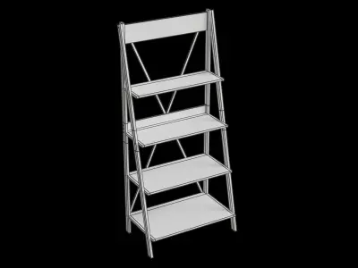 Industrial Farmhouse X Back Ladder Solid Wood Bookcase 3D model