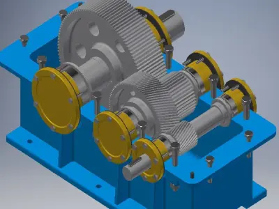 Two steps reduce gearbox  3D model