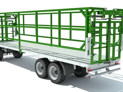 Farm Tractor Trailer 3D model buy