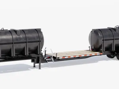 Water Tank Trailer Low-poly 3D model