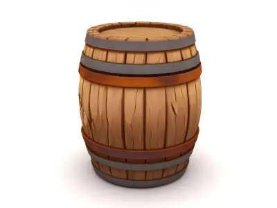 Stylized Broken Wooden Barrel Low-poly 3D model