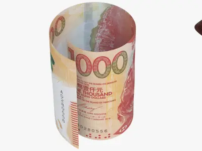 HongKong 1000 Dollar Wallet Money Purse 3D model