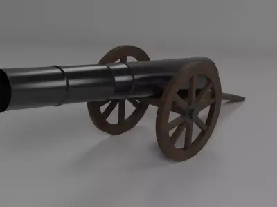 cannon Low-poly 3D model 9