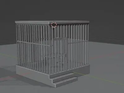 Prison cage with table 3D model