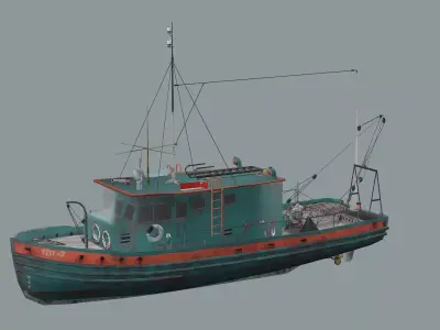 Old Fishing Boat BB Low Poly 3D Model Low-poly 3D model