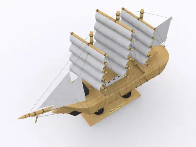 Ship model wooden sailing 3D model