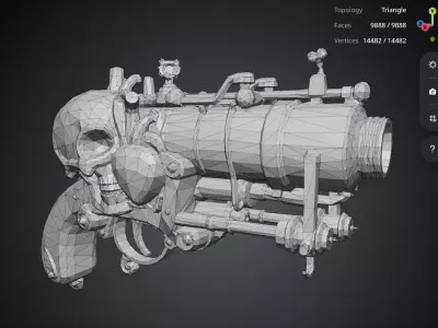 Steampunk Skull Pistol 3D model