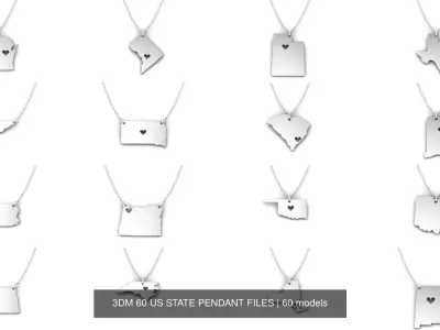 3DM 60 US STATE PENDANT FILES 3D Model Pack