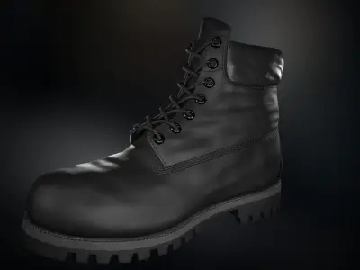 Black Timberland Boots Low-poly 3D model