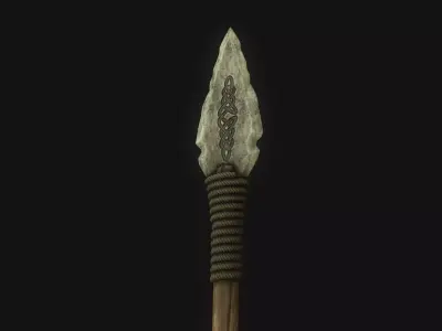 Medieval Spear PBR  with LODs Low-poly 3D model