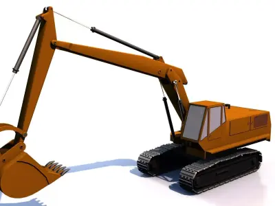 Construction excavator Low-poly 3D model