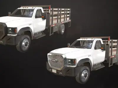 Medium Duty Truck VX400 - Stake Bed Low-poly 3D model