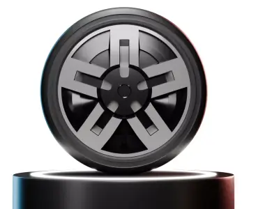 Sci-Fi Car wheel 3d model optimized low poly Low-poly 3D model