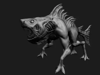 Shark creature Low-poly 3D model