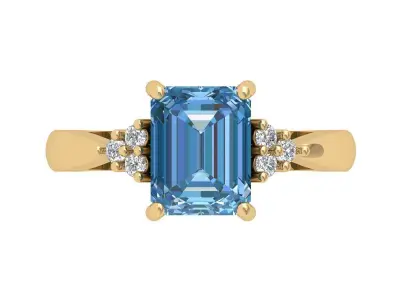 Emerald Solitaire Ring 3D print model 46