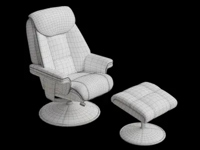 Recliner Chair And Footstool 3D model