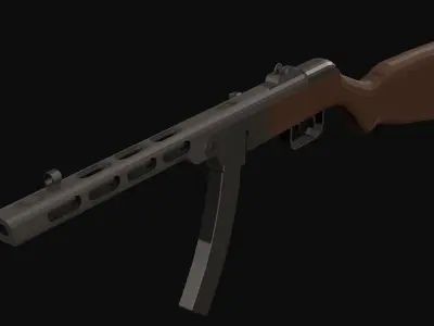 PPSH-41 Sub Machine Gun Low Poly Low-poly 3D model
