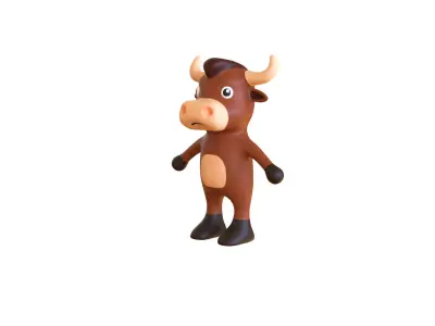 High-Quality 3D Cute Bull for Games 3D Low-poly 3D model