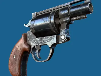 Small revolver Low-poly 3D model