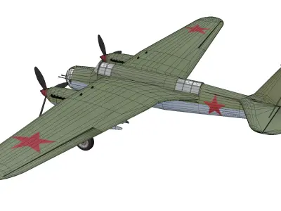 Tupolev SB 2Bis M-103 Low-poly 3D model