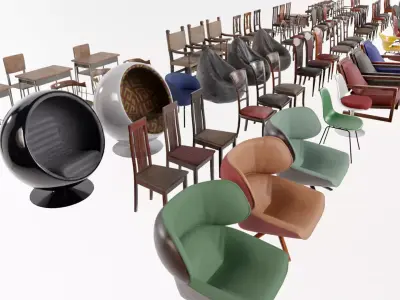 Chair Collection - Chairs Pack Low-poly 3D model