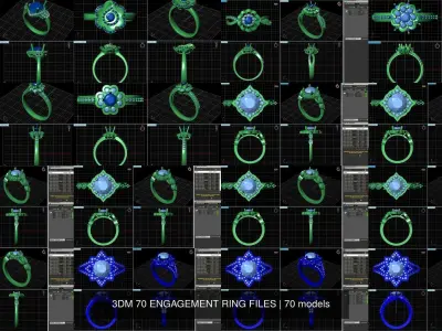 3DM 70 ENGAGEMENT RING FILES 3D Model Pack