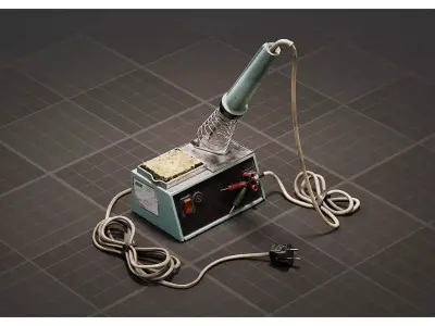 Retro Soldering Iron with Stand 3D model