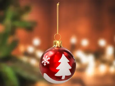 Red Christmas Ornament Pine Tree Motif &amp;ndash; Christmas Decoration 3D model