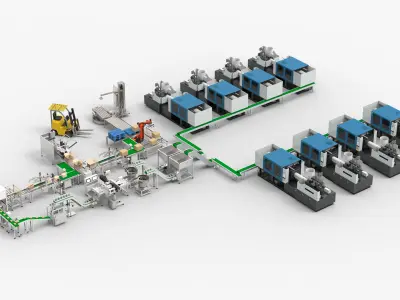 Automatic Plastic Parts Production Line 3D model