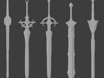 Simple fantasy swords Low-poly 3D model