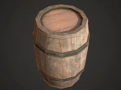 Barrel Low Poly wooden Low-poly 3D model