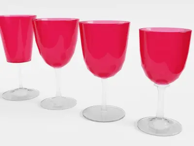 Victorian Cranberry Glasses Low-poly 3D model