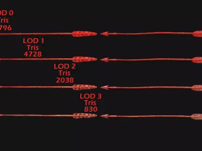 Medieval Wooden Bow Weapon Archer Low-poly 3D model