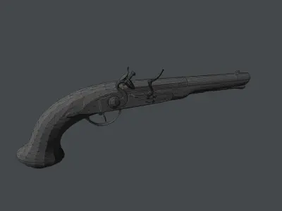 Gilded Flintlock Pistol Low-poly 3D model