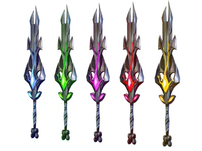 a set of cutting weapons Low-poly 3D model 3