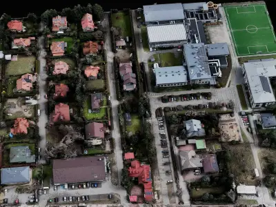 town sector diorama terrain drone scan Low-poly 3D model