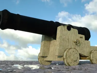 4ib Naval Long Gun Low-poly 3D model