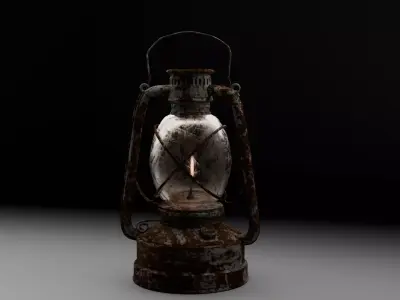 Old Rusty Kerosene Lantern Low Poly 3D  Game Ready  VR   AR Low-poly 3D model