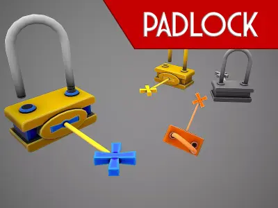 PADLOCK  9 CARTOON STYLIZED Low-poly 3D model