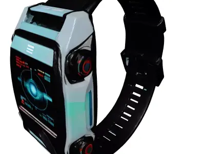 SciFi Wrist Communicator Cracked Holographic 3D model