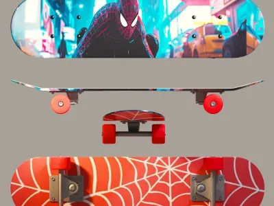 detailed skating board 3D model