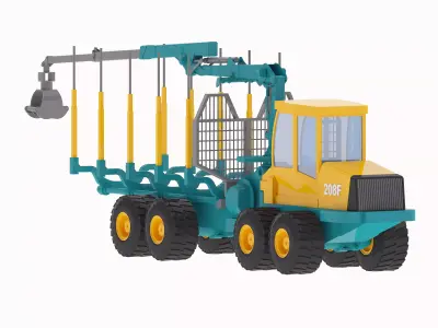 Harvester Forestry 208F Crane Low-poly 3D model