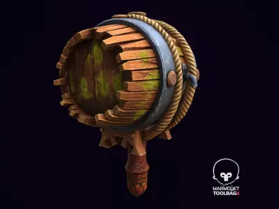 Barrel Hammer Stylized Model Low-poly 3D model