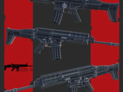 Scar-H Gun Low-poly 3D model purchase