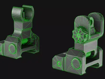 Aero Precision Gen 2 Back up Ironsights - Game Asset Low-poly 3D model