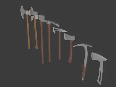 Axe Pack Low-poly 3D model