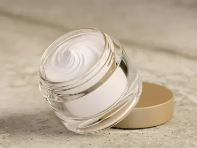 Cosmetic Cream Jar Glass Skincare Container  3D model