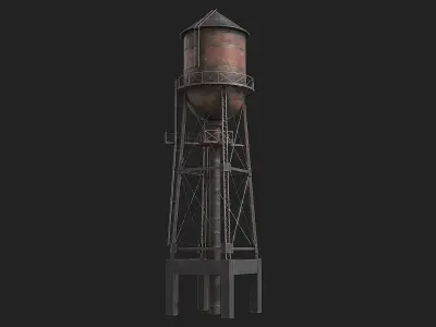 Vintage Water Tower v3 Low-poly 3D model